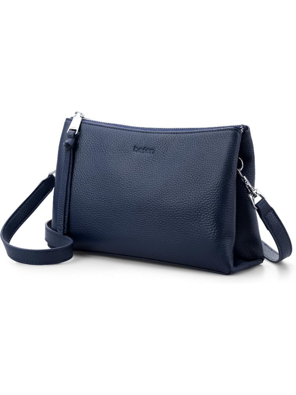 Women's Navy Small Genuine Leather Crossbody Bags Purses with RFID Card Slots